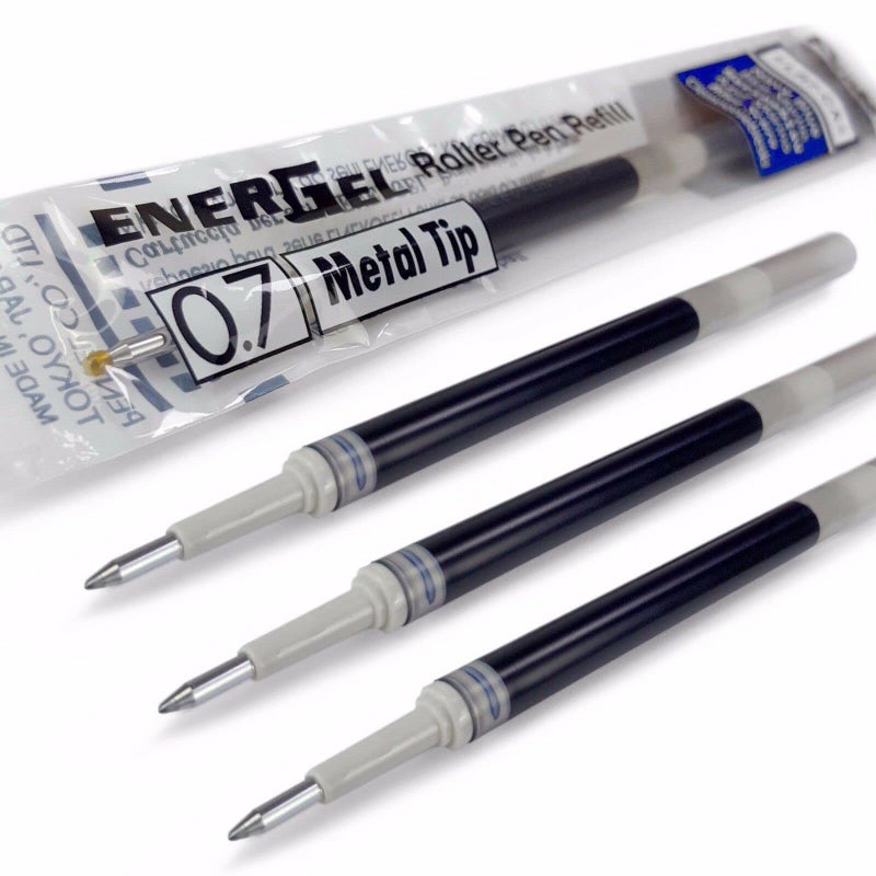 4 x PENTEL Energel 0.7mm Refill Metal Tip LR7 - Fits Energel Xm, BL77/BL57/BL37 - Blue